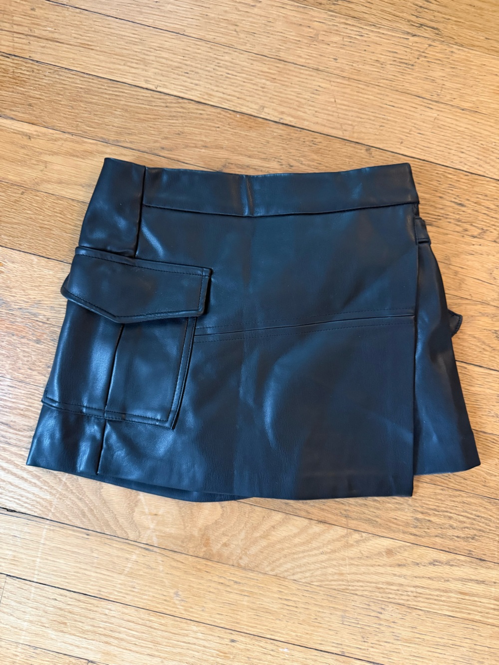 Zara Black Faux Leather Girls Skort